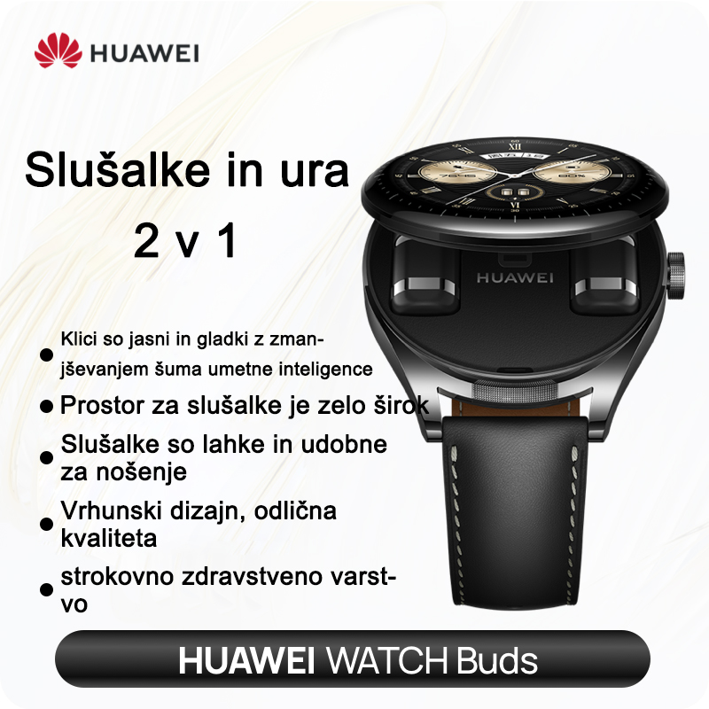 Material paščka: usnje[Črna barva] Huawei Watch Buds-Earbuds in ure 2 v 1