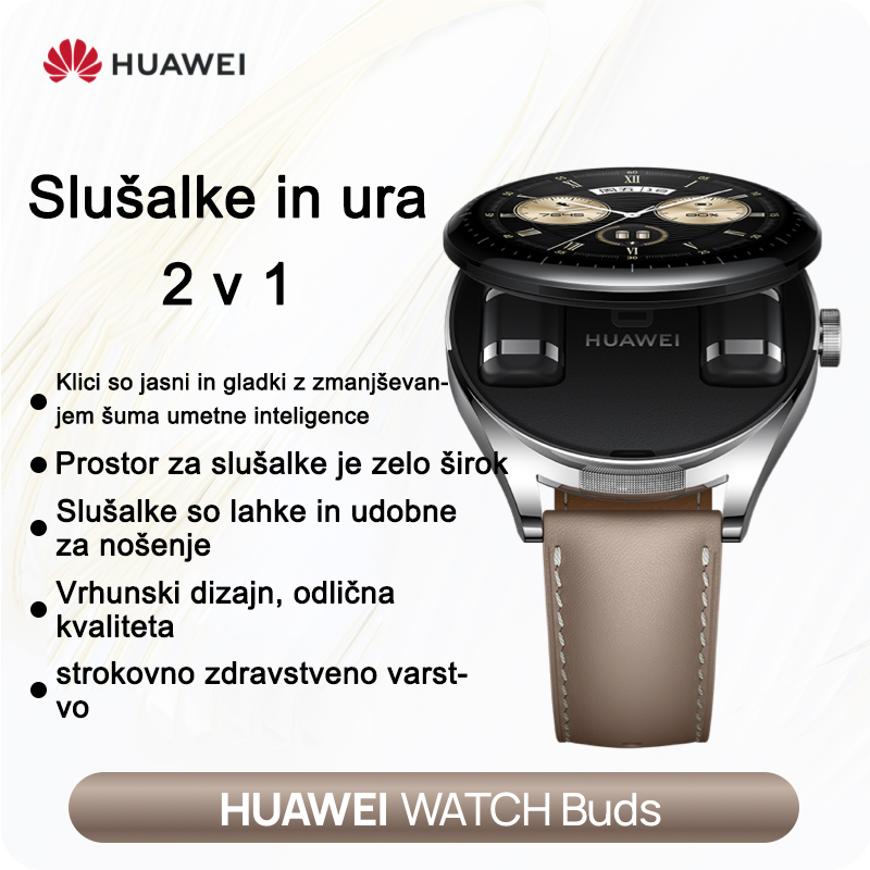 Material paščka: usnje[Khaki] Huawei Watch Buds-slušalke in ure dva v enem